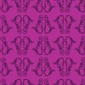 Vector purple colored damask or paisley seamless pattern background Royalty Free Stock Photo