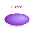 Vector purple ellipsoid with gradients and shadow for game, icon, package design, logo, mobile, ui, web, education. 3d