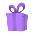 Vector purple gift box isolated on white background Royalty Free Stock Photo