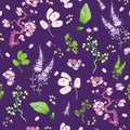 Vector Purple Green Japanese Kimono Floral