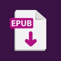 Vector purple icon EPUB. File format extensions icon.