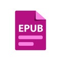 Vector purple icon EPUB. File format extensions icon.