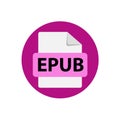 Vector purple icon EPUB. File format extensions icon.