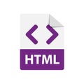 Vector purple icon HTML. File format extensions icon.