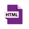 Vector purple icon HTML. File format extensions icon.