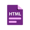 Vector purple icon HTML. File format extensions icon.