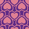 Vector Purple Love Hearts seamless pattern background