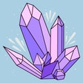 Vector purple magic crystal. Natural mineral, a precious stone
