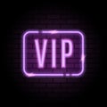 Vector purple neon frame with VIP sign Royalty Free Stock Photo