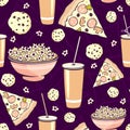 Vector Purple Pink Pajama Party Movie Night Food
