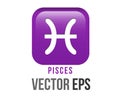 Vector purple Pisces astrological sign icon in the Zodiac; represents fish Royalty Free Stock Photo