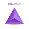 Vector purple tetrahedron with gradients for game, icon, package design or logo. One of regular polyhedra isolated on