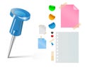 Vector push pin and stickers Royalty Free Stock Photo