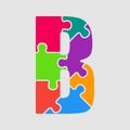 Vector Puzzle Jigsaw Letter - B. Puzzle Pieces.