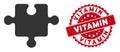 Puzzle Piece Icon with Scratched Vitamin Seal