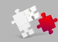 Vector puzzle red and white on a gray background Royalty Free Stock Photo
