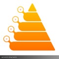 Vector pyramid infographic shows growth with gradient fill.