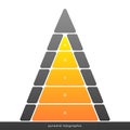 Vector pyramid infographic shows growth with gradient fill.