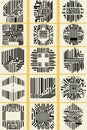 Vector QR Code and Barcode Mega-Set (15 works). Ornamental QR Code and Barcode Stamps and Badges