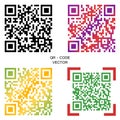 Vector QR code. A selection of multi-colored codes. Elements for your design.