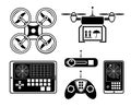 Vector quadrocopter or drone icon set