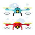 Vector Quadrocopter racing competition new sport. Flat style colorful Cartoon illustration.