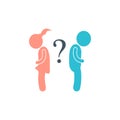 Vector quarrel icon. The man and the woman broken up icon on white isolated background