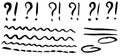 Vector question, exclamation signs and curved strokes.