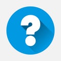 Vector question icon on blue background. Flat image question wit