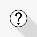 Vector question mark icon with a long shadow on the background Royalty Free Stock Photo