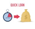 Vector quick loan - clock and money bag.