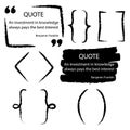 Vector quote blank template. Artistic quote bubble. Empty template. Grunge brush strokes, painted commas and frame Royalty Free Stock Photo