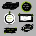 Vector quote boxes collection. Hand drawn frames, square, rectangle and round speech bubbles. Grunge brush strokes