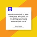 Vector quote template with text placeholder in trendy style. Paper material design style rectangular card with line frame