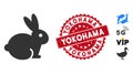 Rabbit Icon with Grunge Yokohama Stamp