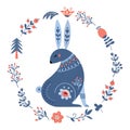 Vector rabbit in scandinavian style Folk forest animal