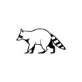 Vector raccoon silhouette view side for retro logos, emblems, badges, labels template vintage design element. Isolated on white