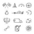 Vector racing icons in a drawing style