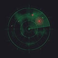 Vector radar screen, futuristic HUD radar display. Royalty Free Stock Photo