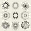 Vector Radial Gradient Halftone Sunburst Circle Shape Stippling Design Elements