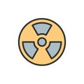 Vector radiation hazard sign flat color line icon. Royalty Free Stock Photo