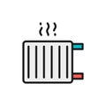 Vector radiator, heater, heat system flat color line icon. Royalty Free Stock Photo