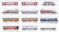 Vector railroad transportation icon set Royalty Free Stock Photo