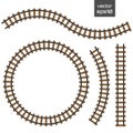 Vector rails set. Railways on white background. Railroad tracks. Royalty Free Stock Photo