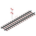 Vector railway in isometric 3d perspective isolated on white background.