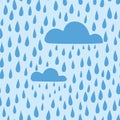 Vector rain background hand drawn, seamless pattern.