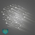 Vector rain comets on transparent background. Lights. Magic concept. Vector white glitter wave abstract Royalty Free Stock Photo