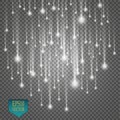 Vector rain comets on transparent background. Lights. Magic concept. Vector white glitter wave abstract Royalty Free Stock Photo