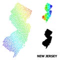 Vector Rainbow Colored Dot Map of New Jersey State Royalty Free Stock Photo