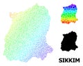 Vector Rainbow Colored Dot Map of Sikkim State